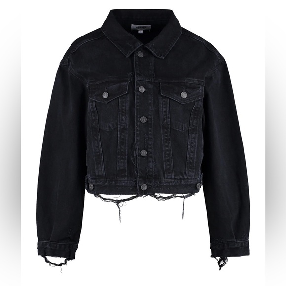 Agolde Shrunken Charli Denim Jean Jack in Distressed Black - Picture 2 of 10